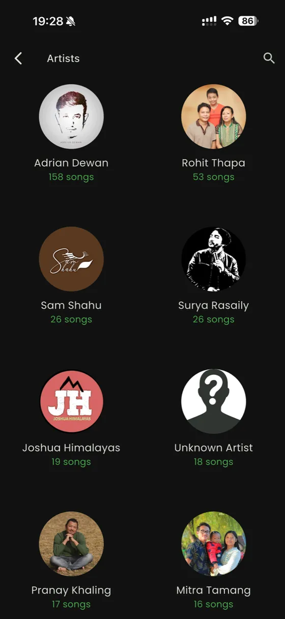 Artists screen